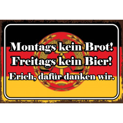 Blechschild Kein Brot kein Bier DDR