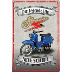 Blechschild Die Legende lebt Simson Schwalbe