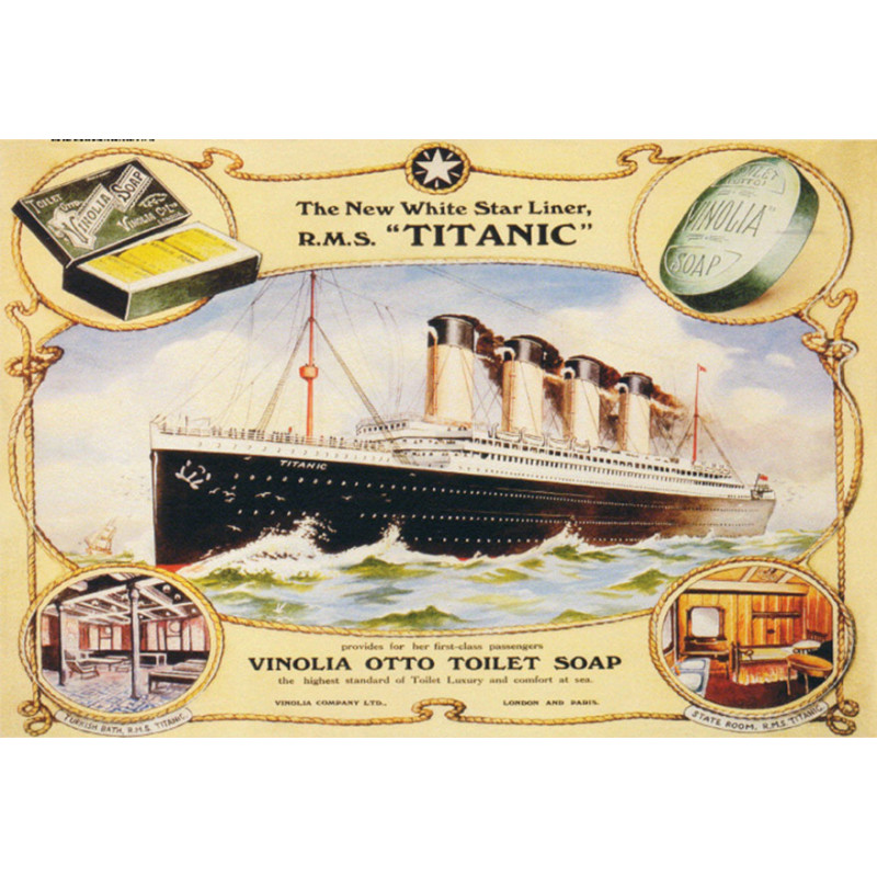 Blechschild Titanic White Star Line Vinolia Toilet Soap