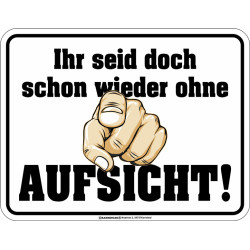 Blechschild Ohne Aufsicht - RAHMENLOS®