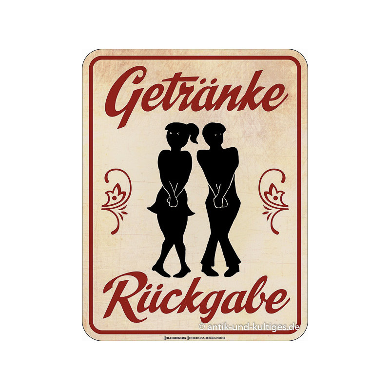 Blechschild Getränke Rückgabe - RAHMENLOS® 3952