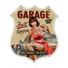 Blechschild Garage Full Service Pin Up Girl