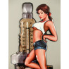 Blechschild mit Thermometer Zündkerze Pin Up Girl