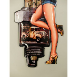 Blechschild mit Thermometer Zündkerze Pin Up Girl