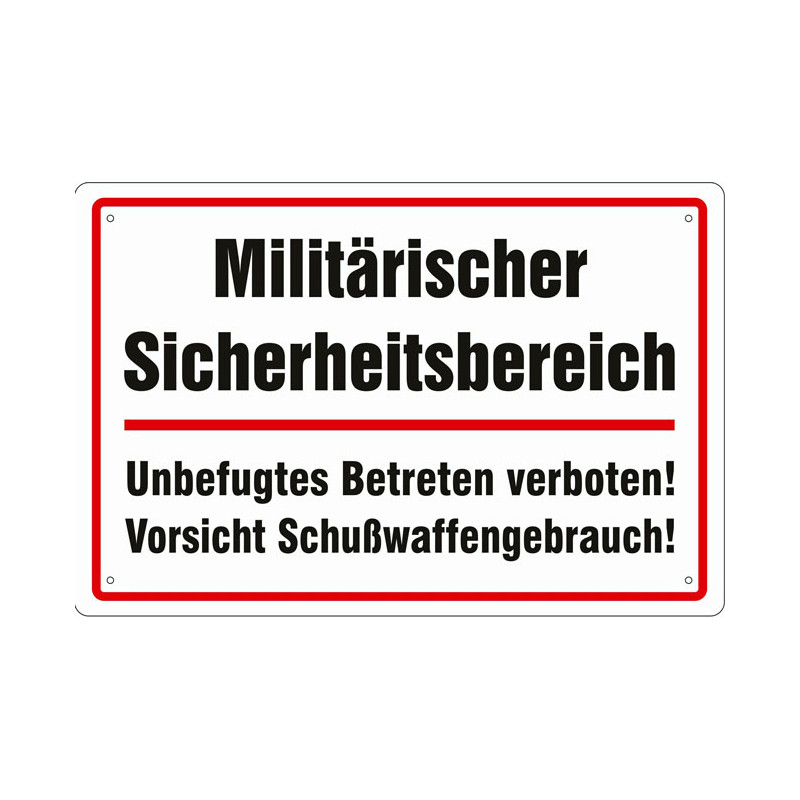 Blechschild Militärischer Sicherheitsbereich