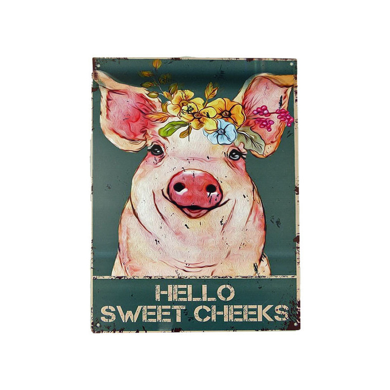 Blechschild Hello Sweet Cheeks Schwein