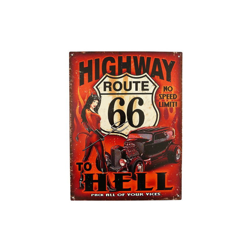 Blechschild Route 66 Highway Hell