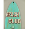 Blechschild Surfbrett Beach Club mit Thermometer