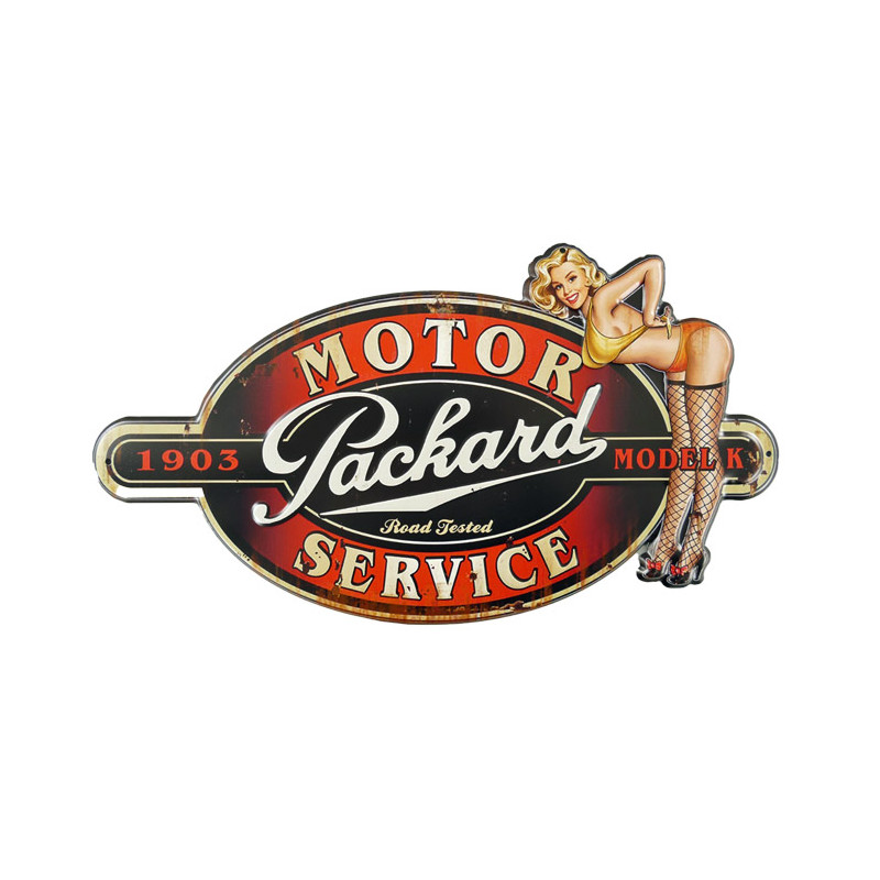 Blechschild Packard Motor Service Pin Up Girl