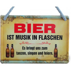 Hängeschild Bier ist Musik in Flaschen