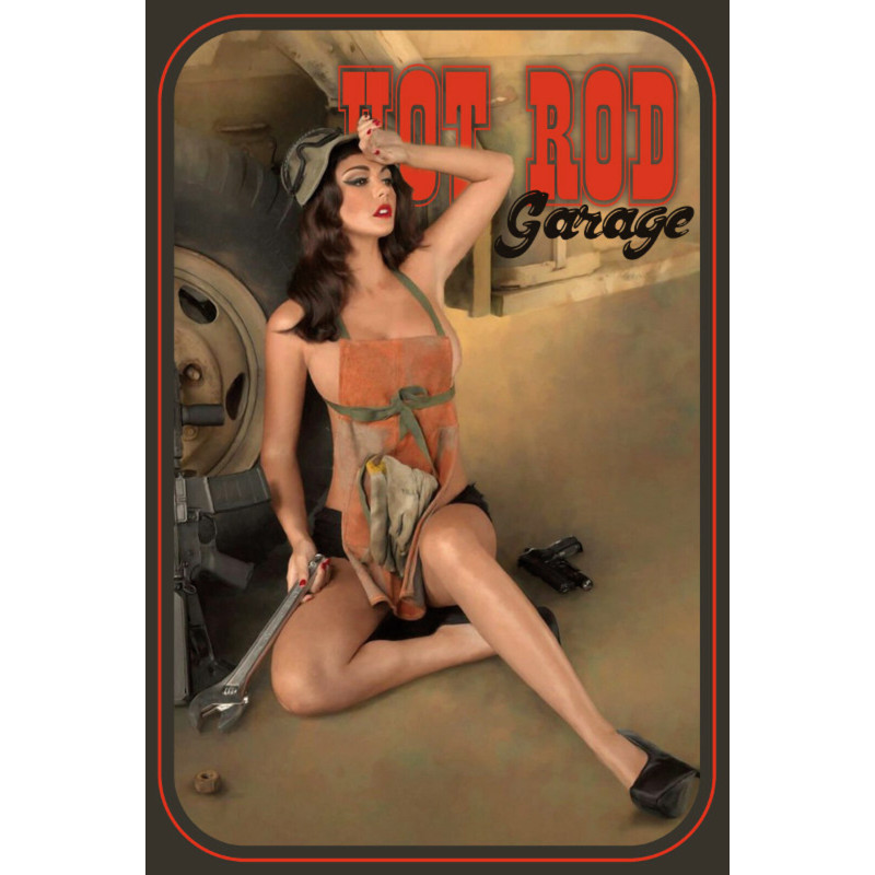 Blechschild Pin Up Girl Hot Rod