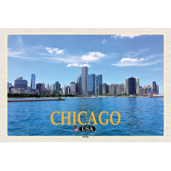 Holzschild Chicago Skyline USA Wandbild