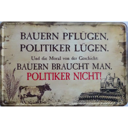 Blechschild Bauern pflügen,...