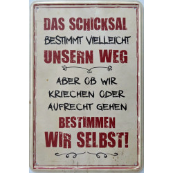 Blechschild Das Schicksal bestimmt vielleicht unseren Weg aber