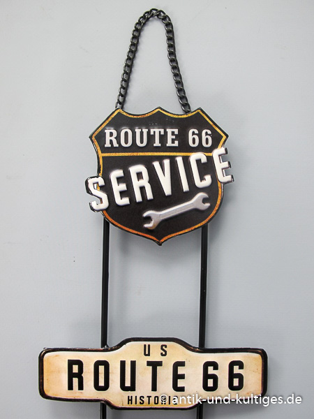 Blechschild Route 66 Auto - 46x30 cm