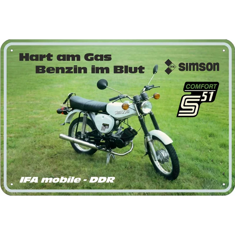 Blechschild Simson S51 Comfort DDR Kult Motorrad Deko Geschenk Vintage Retro 20x30 cm
