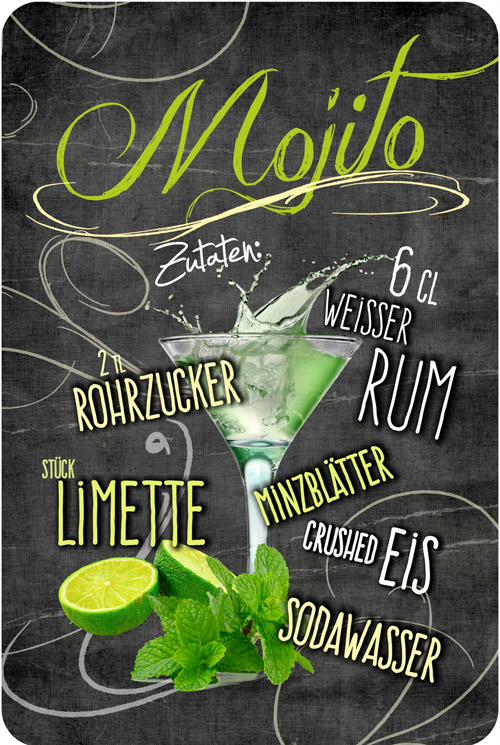 Blechschild Mojito Cocktail - 20x30 cm