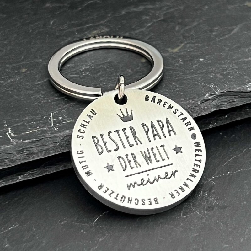 Schlüsselanhänger „Bester Papa der Welt“ – Geschenk für Väter – Hochwertiger Metallanhänger