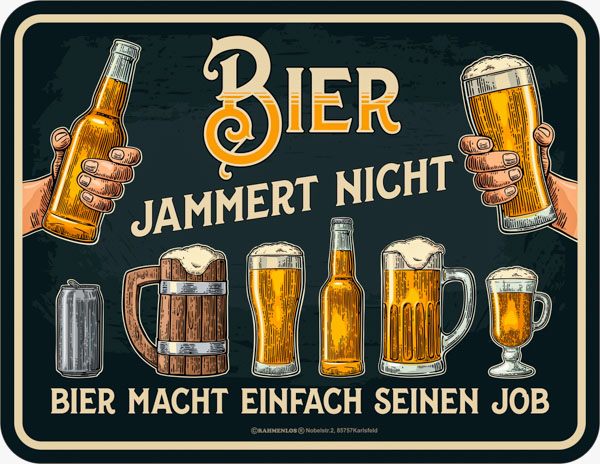 Kühlschrank-Magnet Bier jammert nicht - 7x9 cm