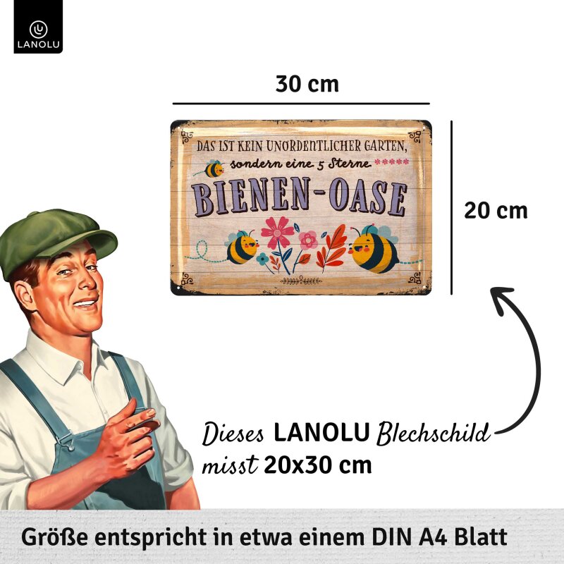 Blechschild Bienen-Oase - 20x30 cm