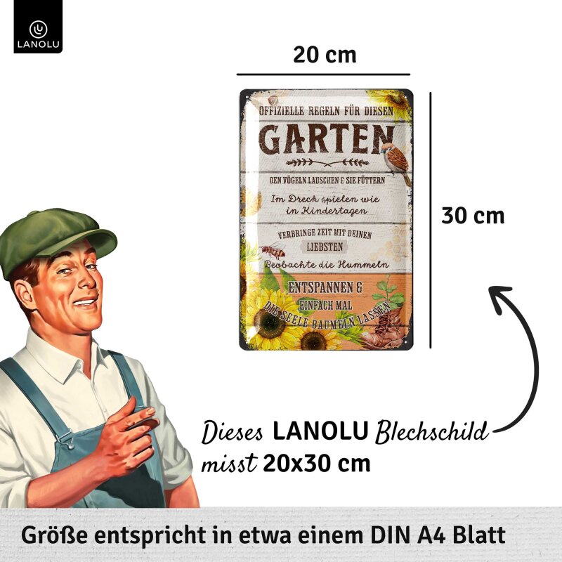 Blechschild Gartenregeln - 20x30 cm