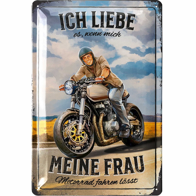 Blechschild Ich liebe es Motorrad - 20x30 cm