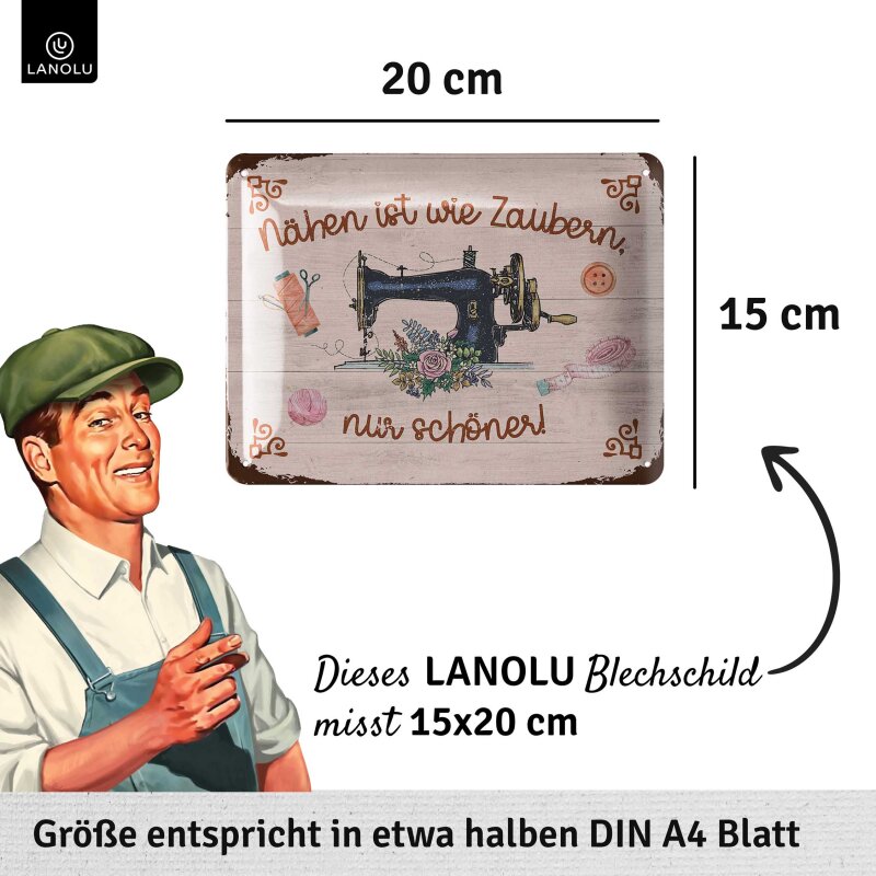 Blechschild Nähen ist wie zaubern, nur schöner - 15x20 cm