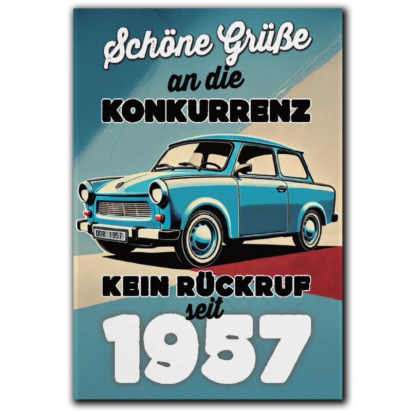 Kühlschrank-Magnet Trabant Schöne Grüße an die Konkurrenz - 8x5,5 cm