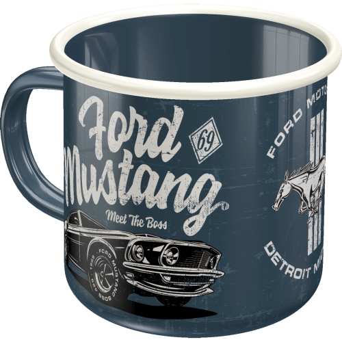 Emaille-Becher Ford Mustang The Boss - Nostalgic-Art - 8 x 8 cm