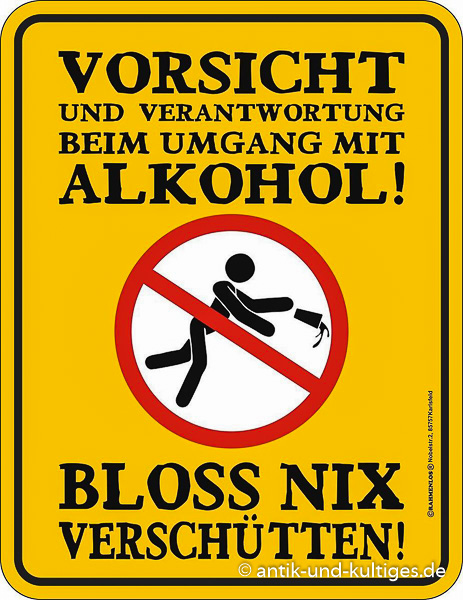 Blechschild Bloss nix verschütten - RAHMENLOS® - 17x22 cm