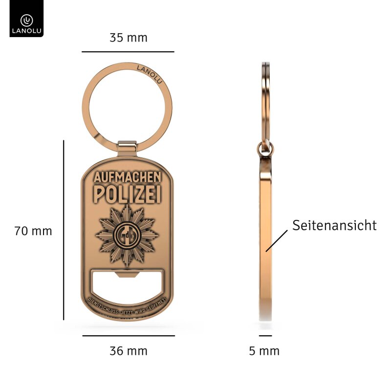 Schlüsselanhänger Polizei aufmachen - mit Flaschenöffner - 14×9 cm