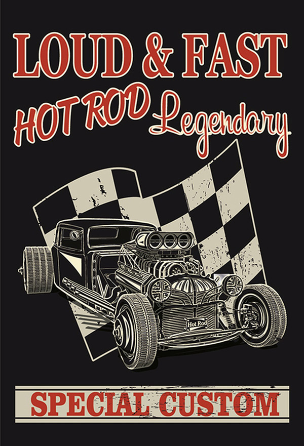 Blechschild Hot Rod Loud & Fast - 20x30 cm