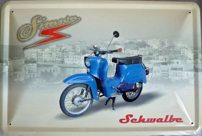 Blechschild Simson Schwalbe blau - 20x30 cm