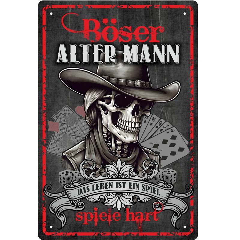 Blechschild Böser alter Mann - das Leben ist ein Spiel - 20x30 cm