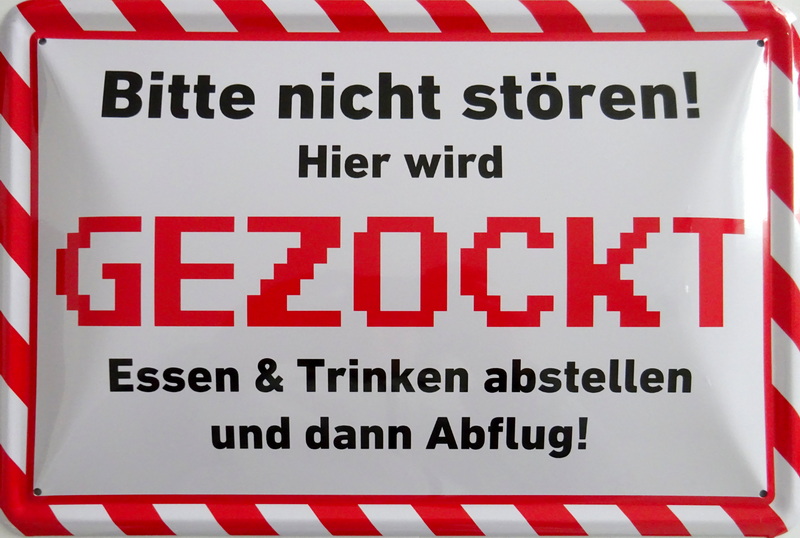 Blechschild Hier wird gezockt - 20x30 cm