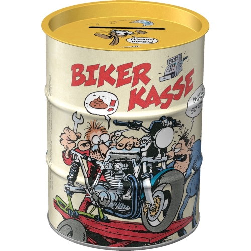 Spardose MOTOmania Ölfass Biker Kasse - Nostalgic-Art - Ø 9,3 cm x 11,7 cm