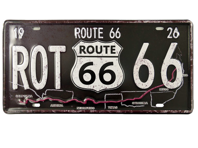 Blechschild Route 66 Nummernschild - 30x15 cm
