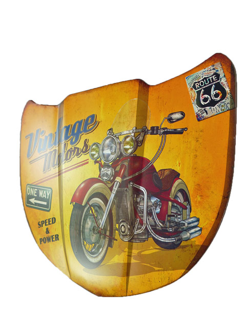 Blechschild Motorhaube Vintage Motors Route 66 - 40x32 cm