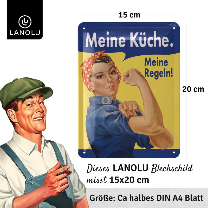 Blechschild Meine Küche. Meine Regeln! - 15x20 cm
