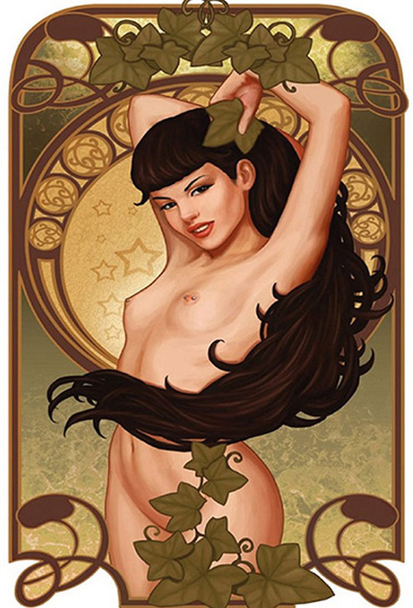 Pin Up Girl Efeu Blechschild - 20x30 cm