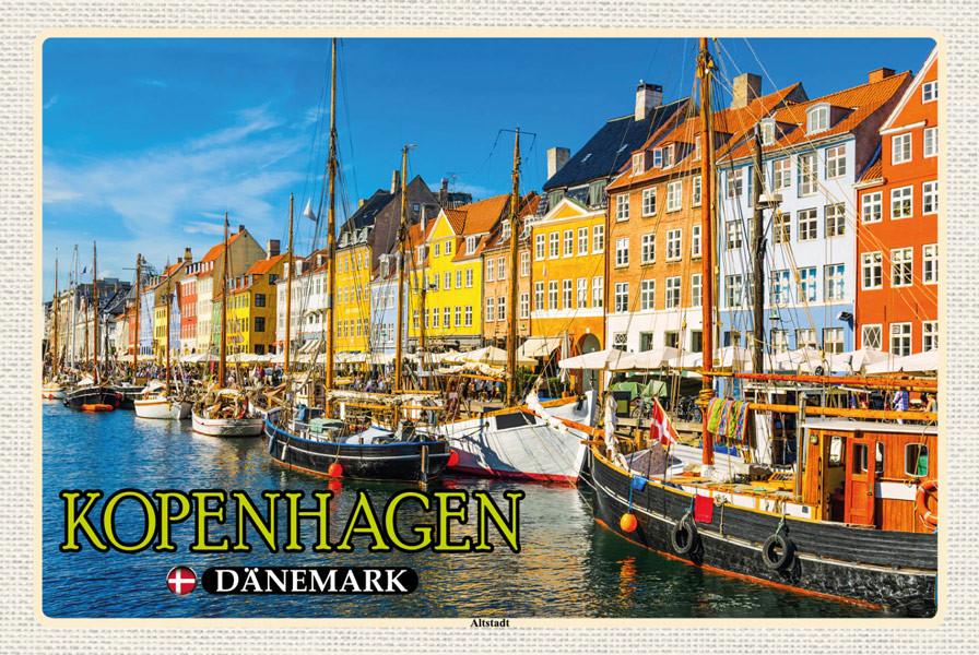 Holzschild Kopenhagen Dänemark Wandbild - 20x30 cm