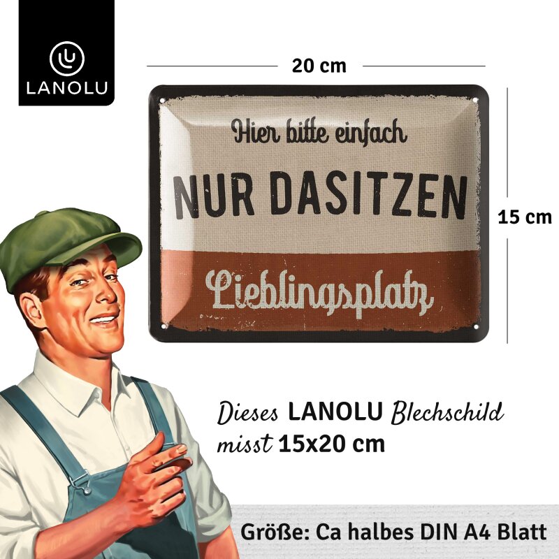 Blechschild „Lieblingsplatz – Hier bitte einfach nur dasitzen“ – Gemütliche Deko & Geschenkidee – 15x20 cm