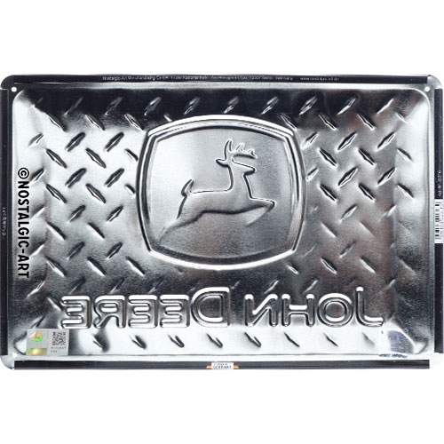 John Deere Blechschild Diamond Plate - Nostalgic-Art - 20x30 cm