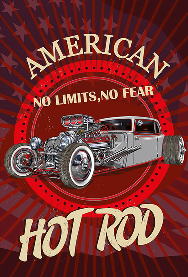 Blechschild American Hot Rod no Limits - 20x30 cm