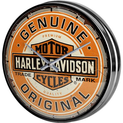 Wanduhr Harley-Davidson „Genuine Original“ – Kultige Motorrad-Uhr im Retro-Design – Ø 31 cm