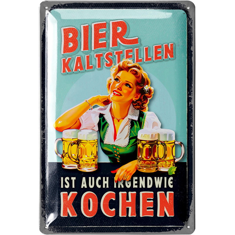 Blechschild Bier kaltstellen - 20x30 cm