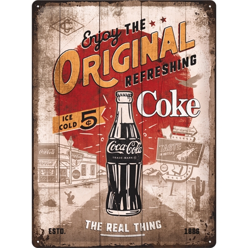 Blechschild Coca Cola Original Coke Highway - Nostalgic-Art - 30x40 cm
