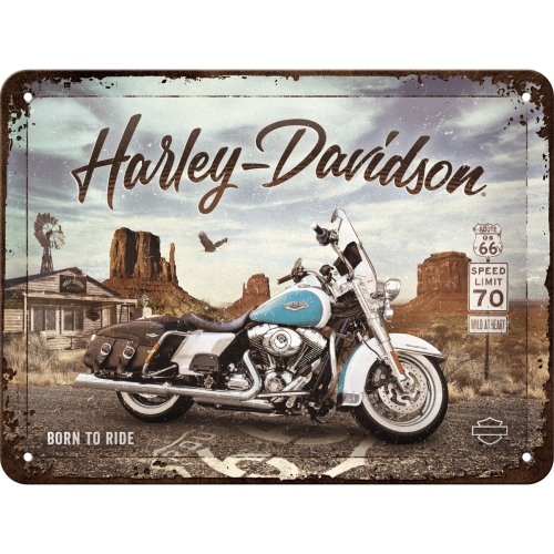 Blechschild Harley-Davidson Route 66 - Nostalgic-Art - 15x20 cm