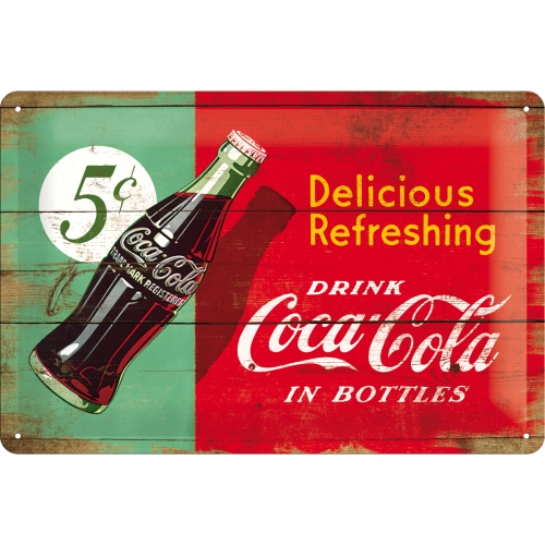 Blechschild Coca Cola Delicious Refreshing - Nostalgic-Art - 20x30 cm