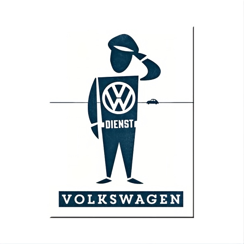 VW Dienst Mann - Kühlschrank-Magnet - Retro Deko mit Kultfaktor - Nostalgic-Art - 6x8 cm